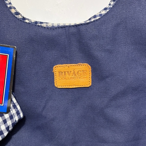 VINTAGE Reversible Navy Hoopla Tote With Wooden Handles - Picture 2 of 6